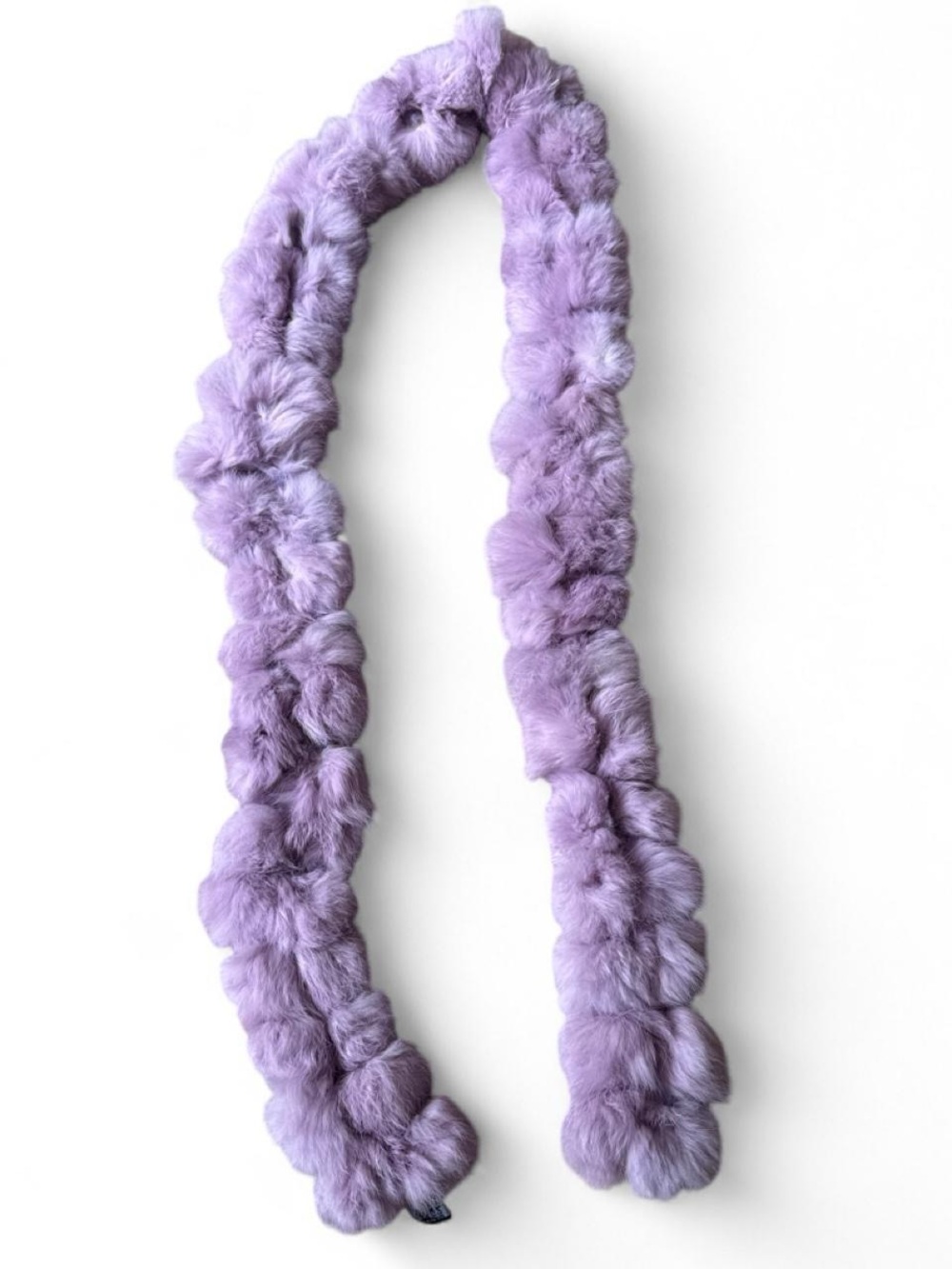Genuine Hand-Strung Rabbit Fur Pom-Pom Scarf